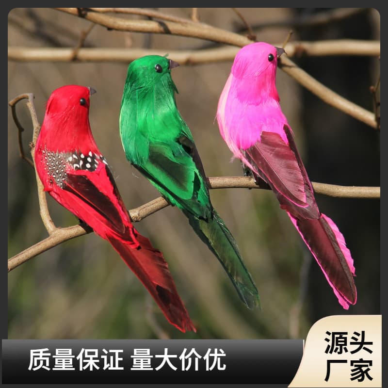 Colorful Feathered Bird Simulation Bird Garden Branch Decoration Ornament Prop Foam Bird Feather Bird Landscape