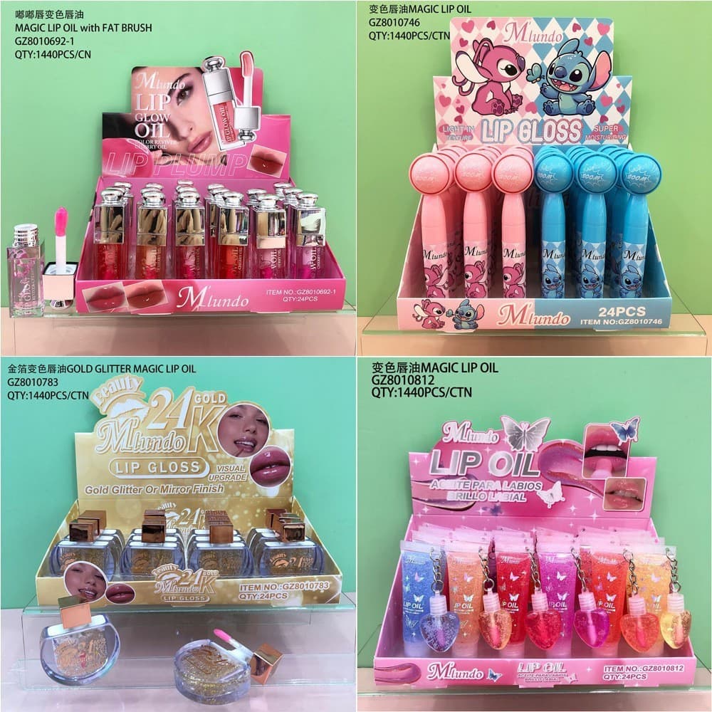 New Cross-Border Mlundo Glitter Color-Changing Lip Oil Moisturizing Lip LIP OIL Lip Gloss Hydrating Lip Glaze Makeup Wholesale