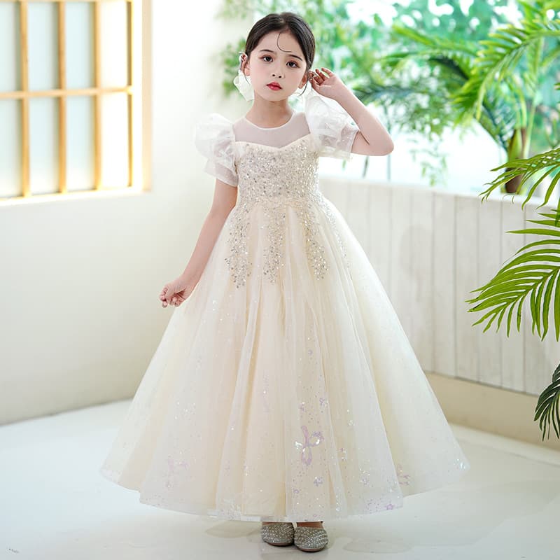 Girls' Formal Dress Elegant Princess Wedding Flower Girl Dress Children's Host Catwalk Birthday Piano Performance Costume