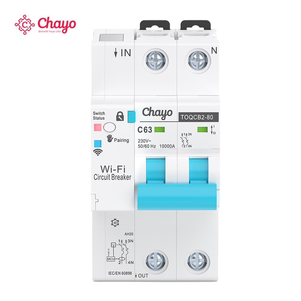 Tuya 2P WIFI metering circuit breaker smart life remote control automatic wireless circuit breaker reclosing switch 63A