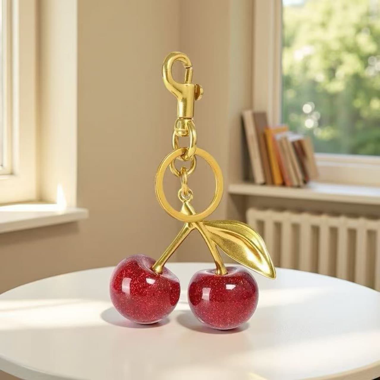 Cherry Keychain Bag Charm Crystal Resin Car Keychain Pendant for Women