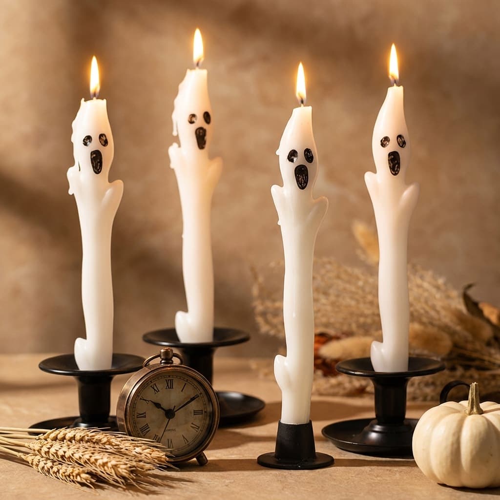New Product 25cm Halloween Ghost Stick Candles 10inch Long Stick Candles Party Decoration Cross-Border Handmade Creative Scented Candles