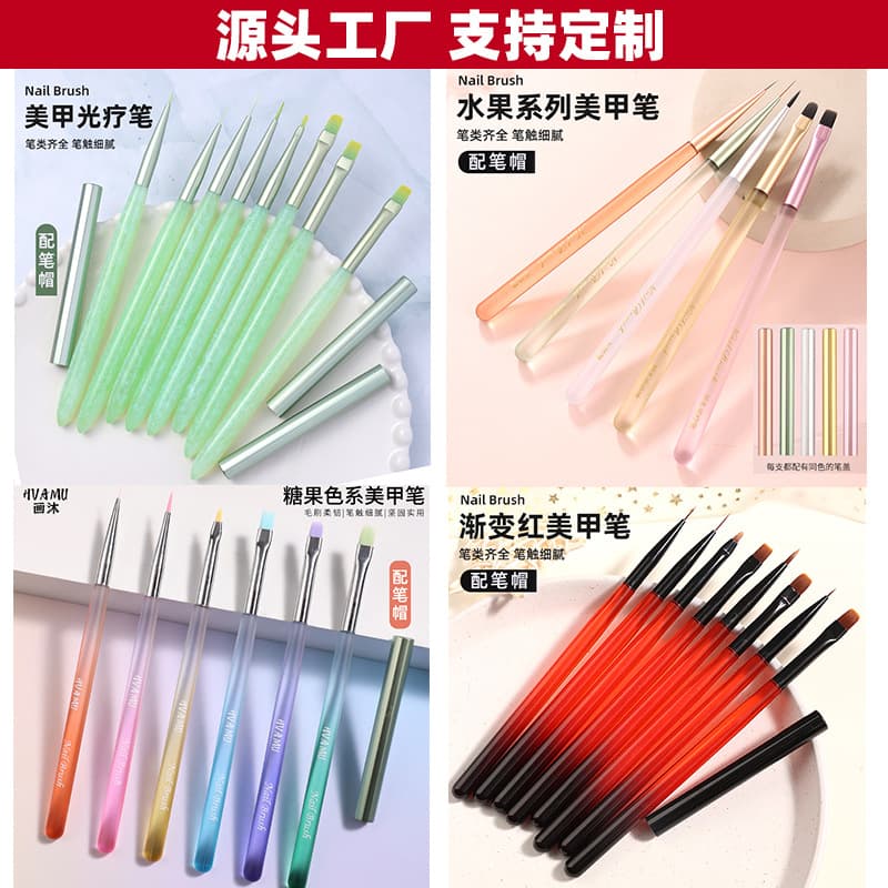 Nail Art Brush Set - Crystal Brush, Painting Brush, Liner Brush, Gel Brush, Customizable