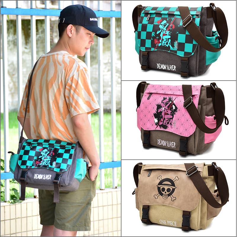 Demon Slayer One-Shoulder Crossbody Bag Attack on Titan Naruto One Piece Anime Canvas Messenger Bag Cross-Border Dropshipping