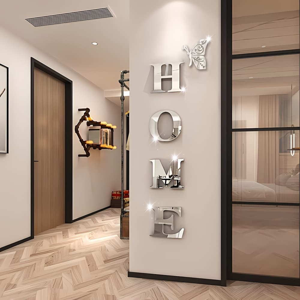 Cross-border HOME Family Slogan Wall Sticker Letter Butterfly Mirror Wall Sticker Entryway Door Sofa Background Decoration