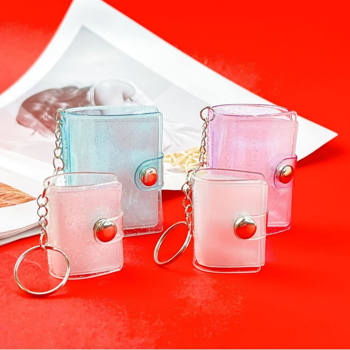Mini Keychain Photo Album Student Bag Insertable Style Id Photo Storage Book 1 Inch 2 Inch New Edition Compact Portable Album