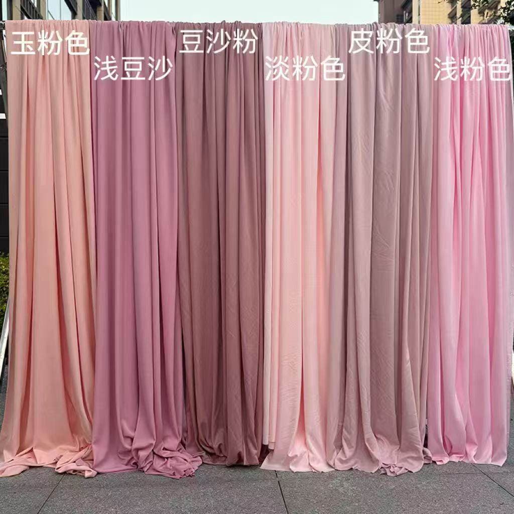 Wedding Pink Fabric Stretchy Drape Ceiling Decoration for Wedding Hall Stage Top Korean-Style Multi-Layered Wave Gauze Curtain