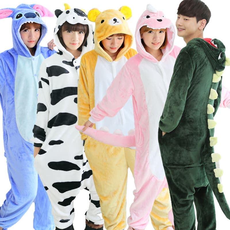 Mixed Batch of Autumn and Winter Flannel Cartoon One-Piece Pajamas, One-Eyed Monster Home Clothes, Toilet Version, Adult Stitch Wholesale