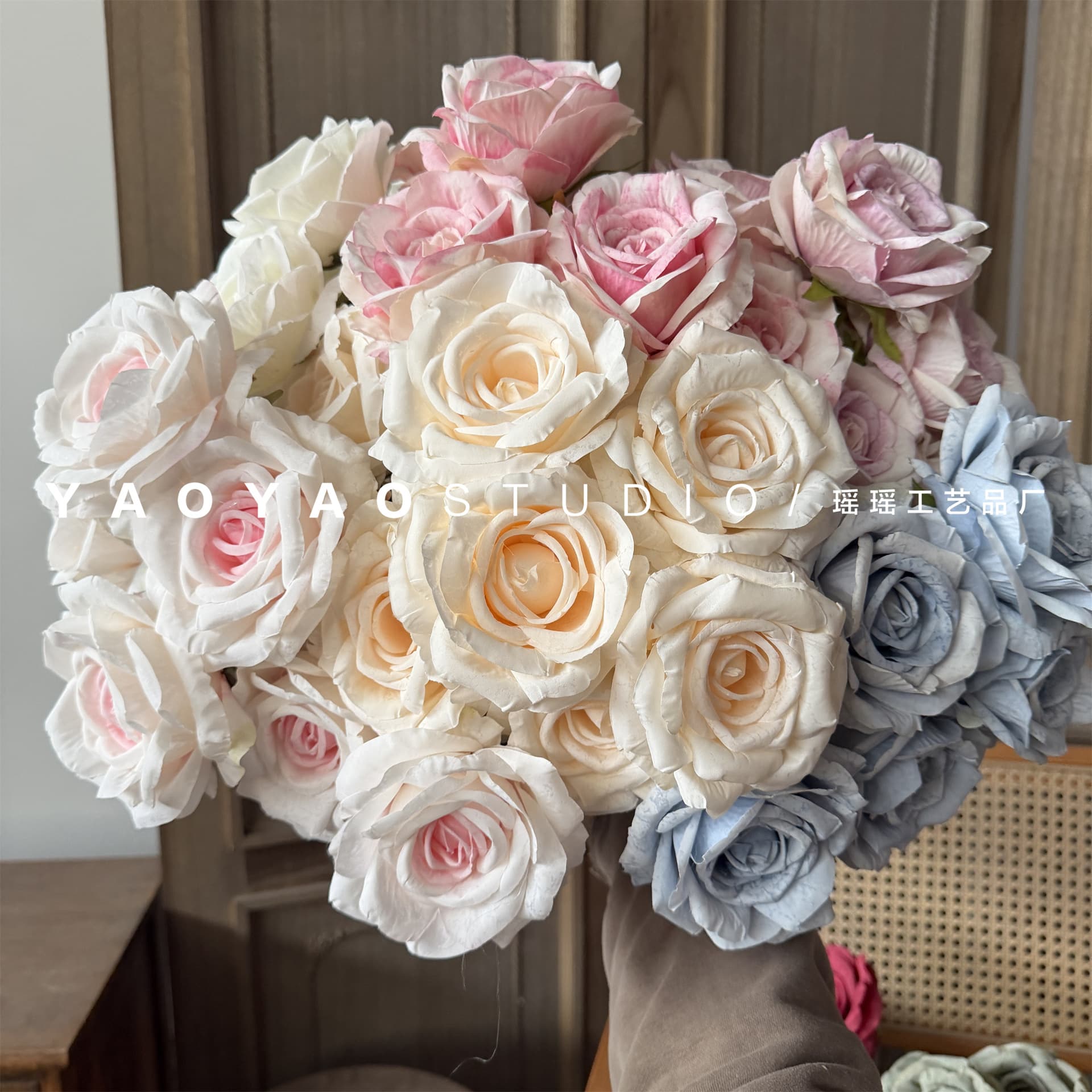 7-Head Sweetheart Roses Home Decoration Table Flower Arrangement Artificial Flowers Multi-Head Rose Bouquet Bride Hand Bouquet