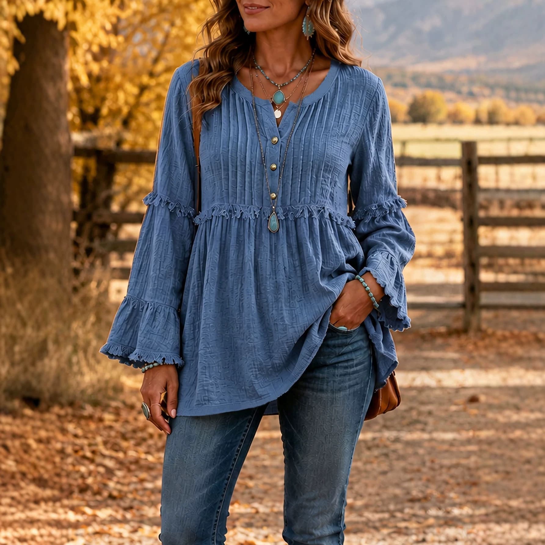 2026 Women's Lace Loose Blouse with Fringe Patchwork Buttons Casual T-Shirt for Amazon & Independent Sites