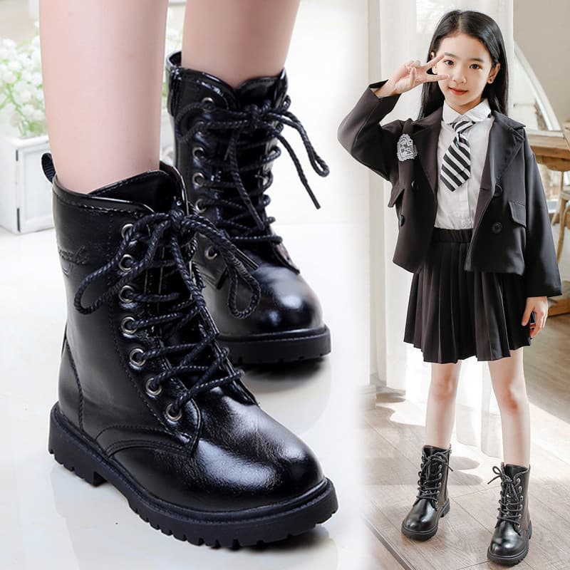 Girls' ankle boots winter 2025 new Korean-style British style plush children's Martin boots little girls' princess single boots