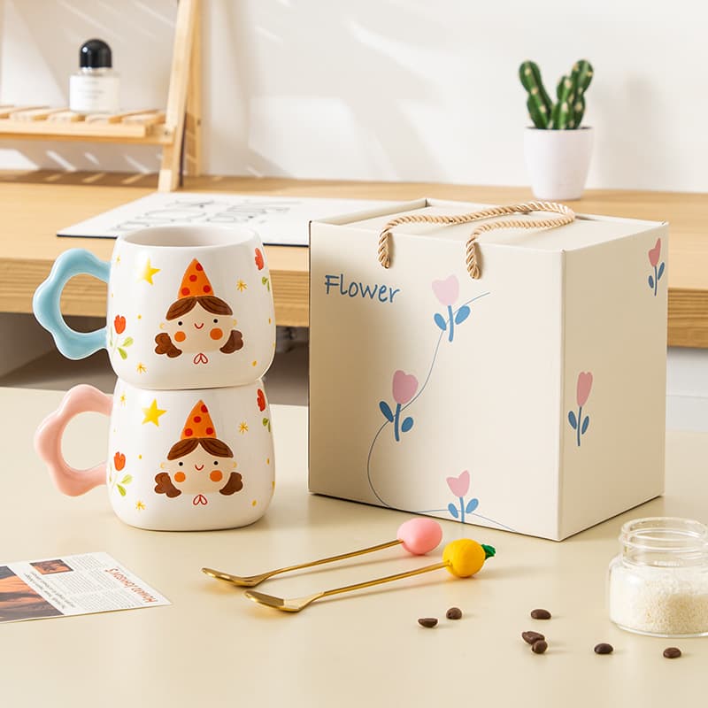 Ceramic Mug Cartoon Ins Mug Home Gift General Christmas Coffee Cup Gift Box Water Cup