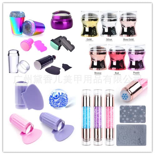 Nail Art Seal Colorful Transparent Silicone Seal Nail Art Supplies Electroplating Handle Scraper Set Nail Art Soft Silicone Seal