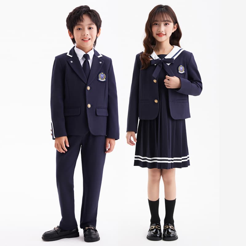 Kindergarten School Uniform Set Spring Autumn Navy Style Blazer Three-Piece Suit for First Grade Students