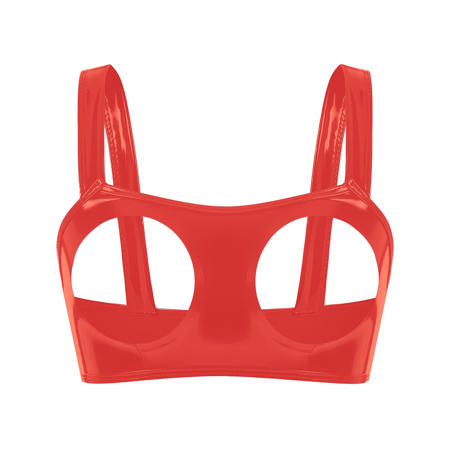 Cross-border product: European and American style high-gloss PVC patent leather sexy bra, revealing and sensual, odorless, accurate size.