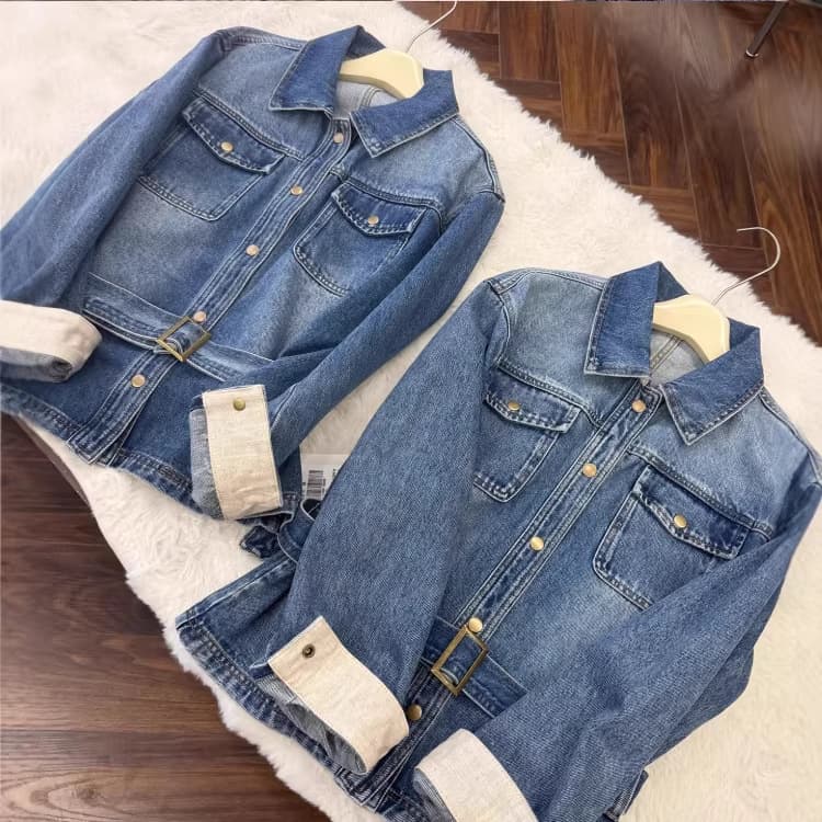 Old Money Style Fashionable Lace-Up Denim Jacket for Women 2026 Spring New Model Elegant and Sophisticated Hong Kong Style High-End Jacket Top