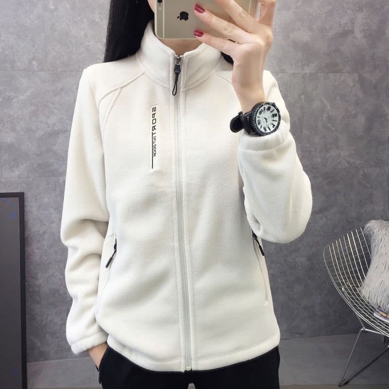 Autumn/Winter Polar Fleece Jacket Women's Fleece Lined Top Fleece Lined Thick Stand-up Collar Cardigan Outdoor Sports Warm Hoodie Top