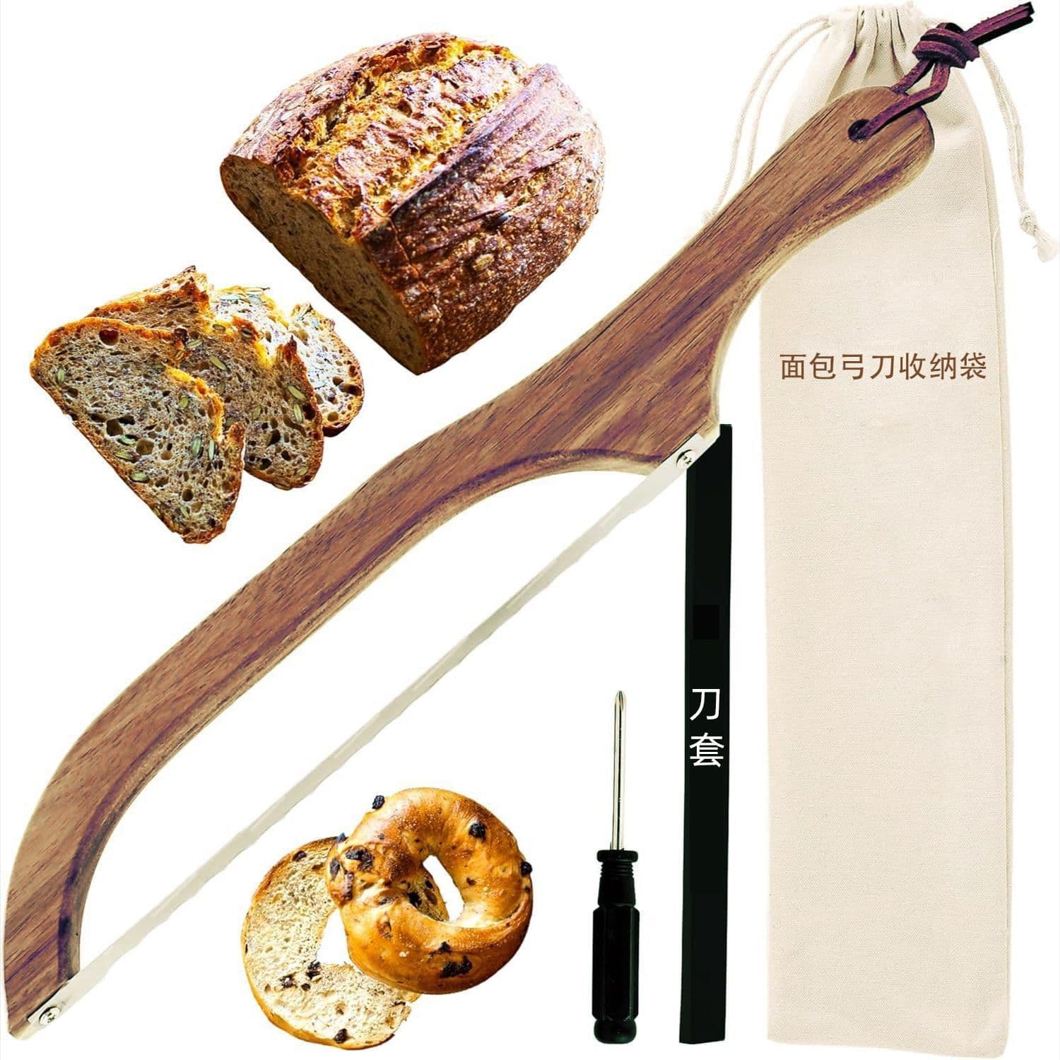 Wooden Bread Knife Saw, Sandwich Slicer, Baguette Dough Toast Saw, Anti-Bend Wooden Bread Cutter