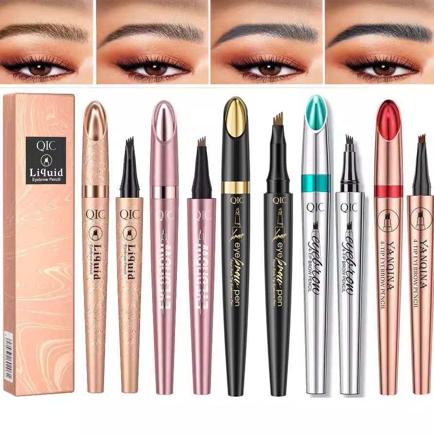 QIC Hot Selling Cross-Border Makeup Liquid Eyebrow Pencil: Ultra-fine, Waterproof, Sweatproof, Smudge-proof, Four-pronged Liquid Eyebrow Pencil Wholesale
