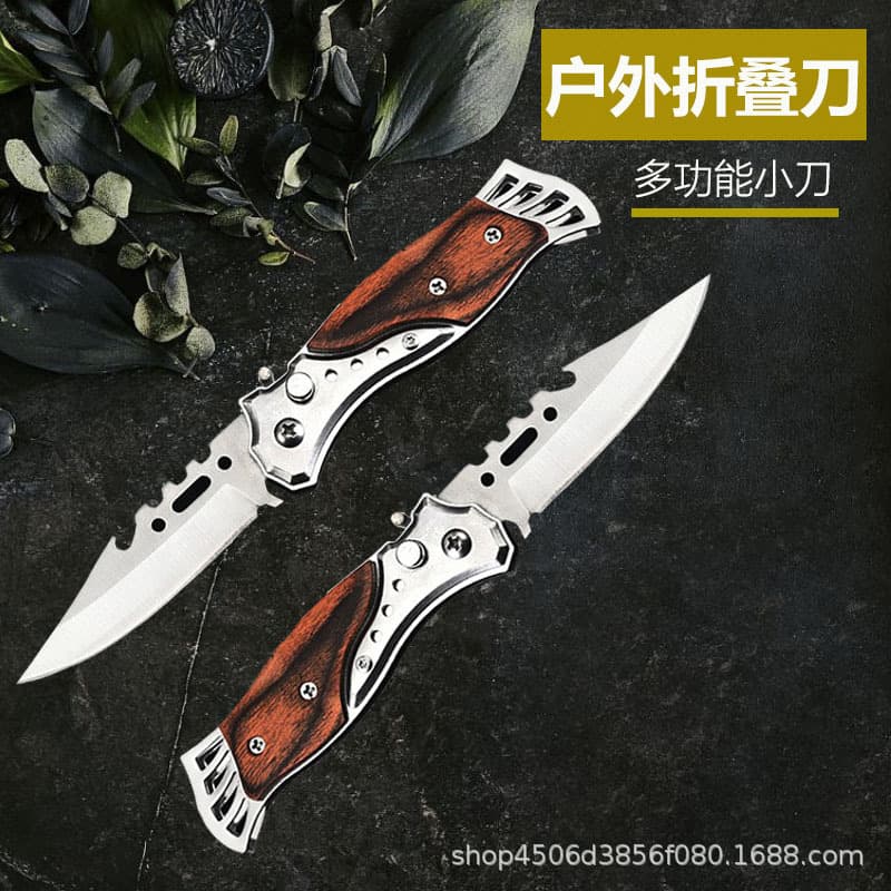 Cross-border hot-selling folding knife, outdoor knife, high-hardness stainless steel, anti-slip camping knife, portable pocket knife