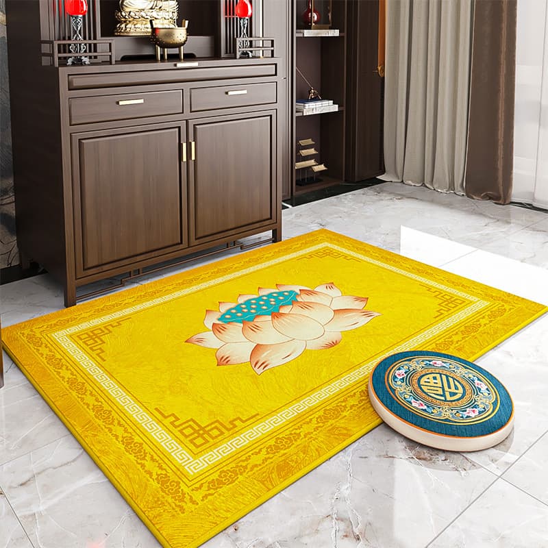Under-Table Lotus Carpet Worship Mat, Kneeling Mat, Home Use Incense Burning Kowtow Worship Floor Mat, Temple Shrine Prayer Mat