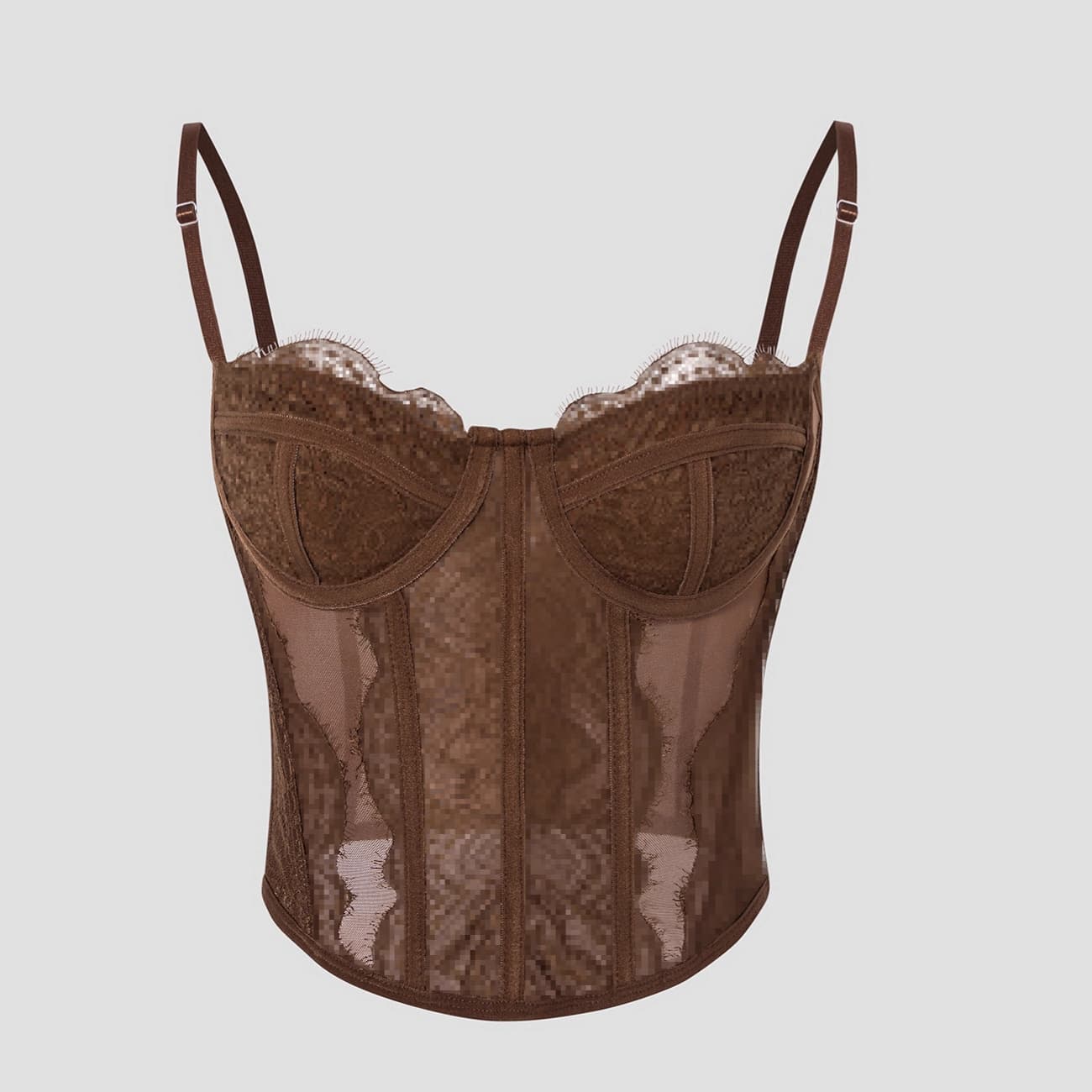 Cross-border Hot Item Sexy Push-up Fitted Fishbone Eyelash Lace See-through Camisole Bustier Corset Top