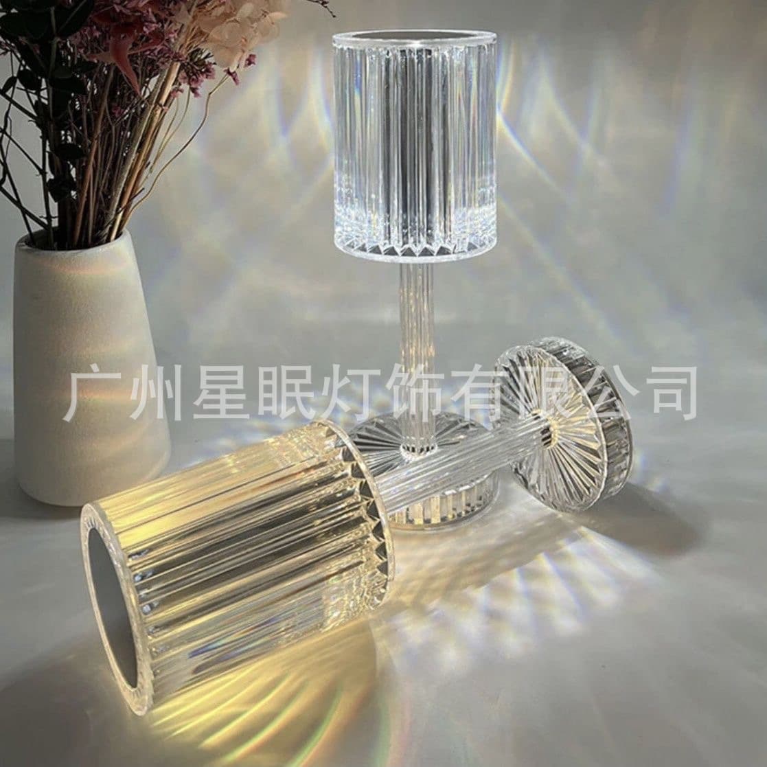 Factory direct supply diy crystal atmosphere night light cylindrical living room bedroom decoration restaurant cafe table lamp
