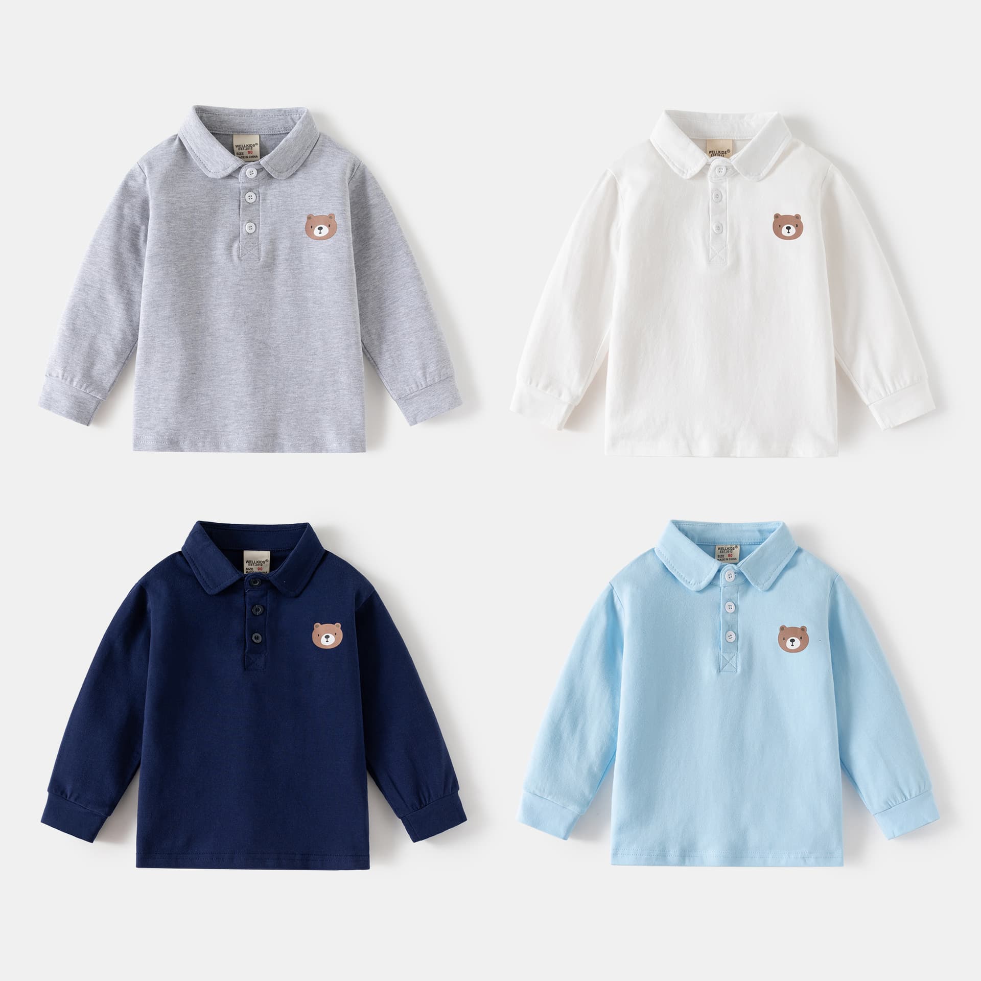 Boys' long-sleeved T-shirt, spring 2025 new style, polo shirt, versatile top for babies, suitable for spring and autumn.