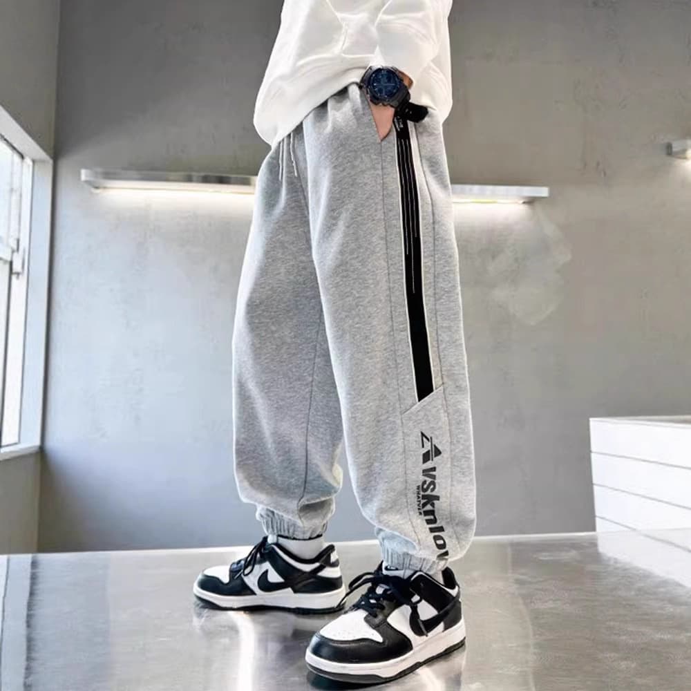 Boys' Sweatpants Spring/Fall 2026 New Style, Kids' Pants for Older Children, Girls' Fleece-Lined Sports Pants, Autumn Long Pants