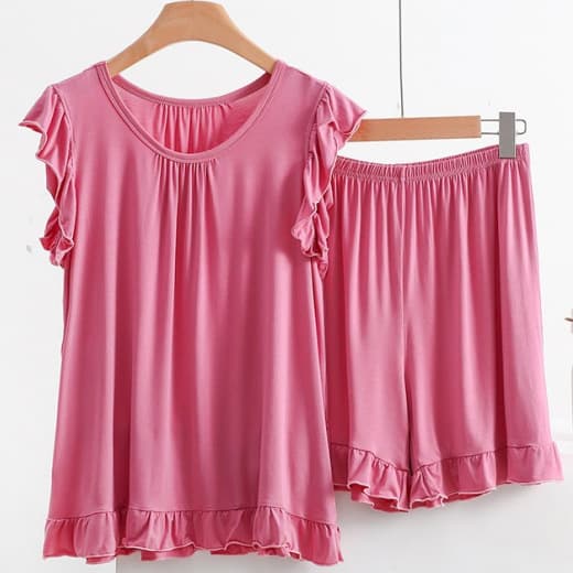 Sleeveless Shorts Loungewear Set for Women, 200 lbs, Modal Two-Piece, Plus Size, Lace Trim, Loose Fit, Thin Fabric, Summer