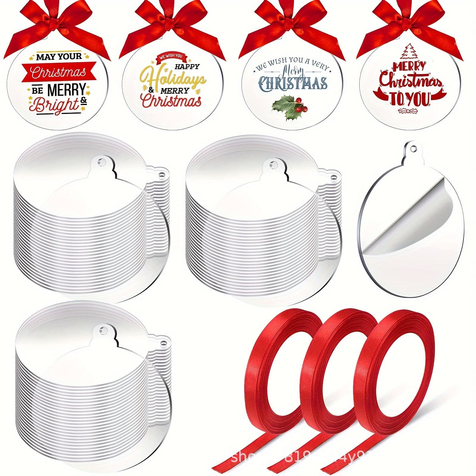 Cross-border Christmas decoration acrylic transparent round laser cutting PMMA disc DIY handmade disc party