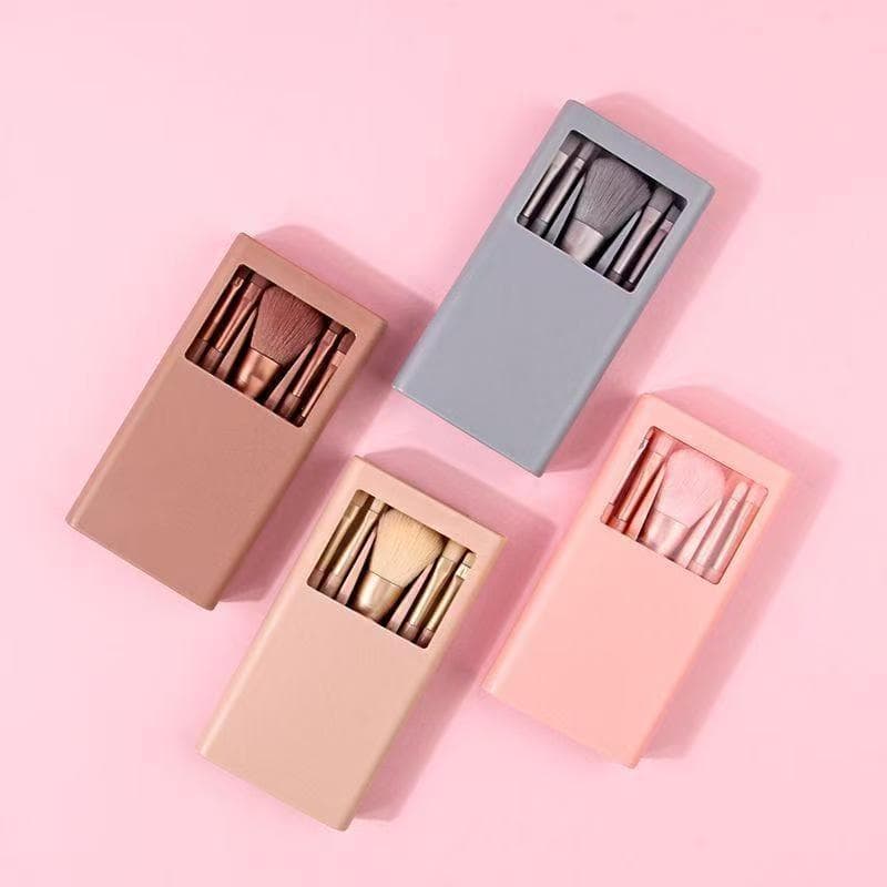 New product 5 makeup brushes with mirror, travel set, soft-bristled powder brush, eye shadow brush, portable window opening wholesale