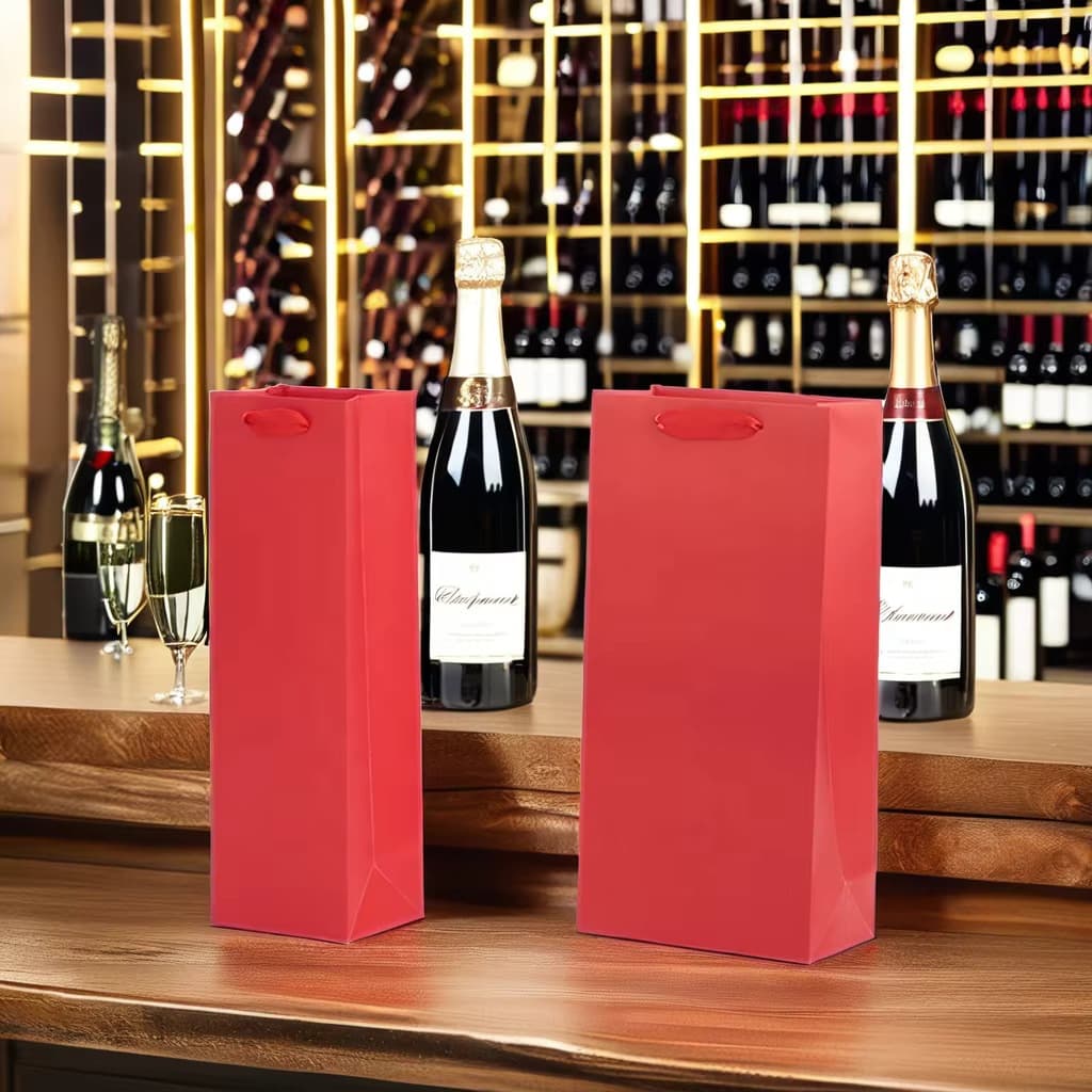 Gift bag customization handbag paper bag kraft paper bag elegant single red wine kraft paper bag art paper gift shopping