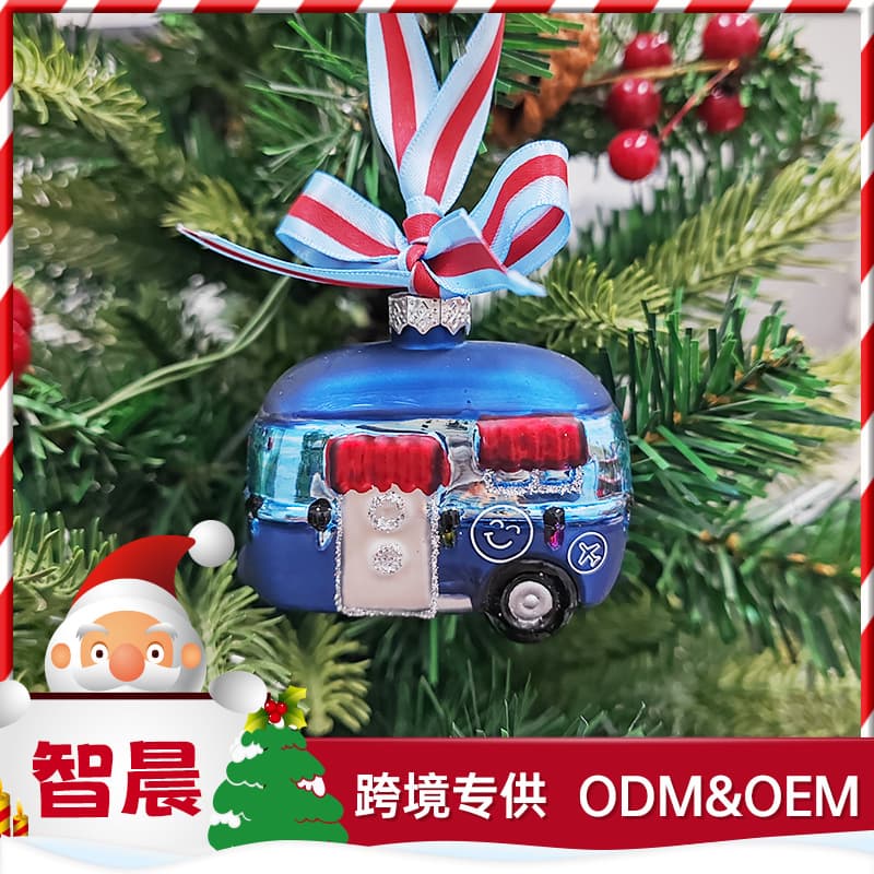 Custom Glass Christmas Ornaments Glass Car Hanging Decoration Christmas Tree Decor Holiday Glass Pendant