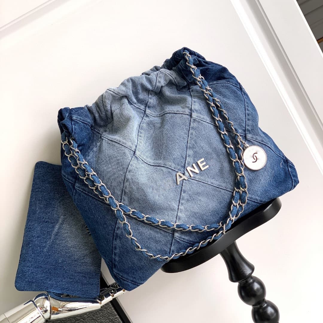 22bag Chanel-style trash bag shoulder crossbody bag denim tote bag original factory