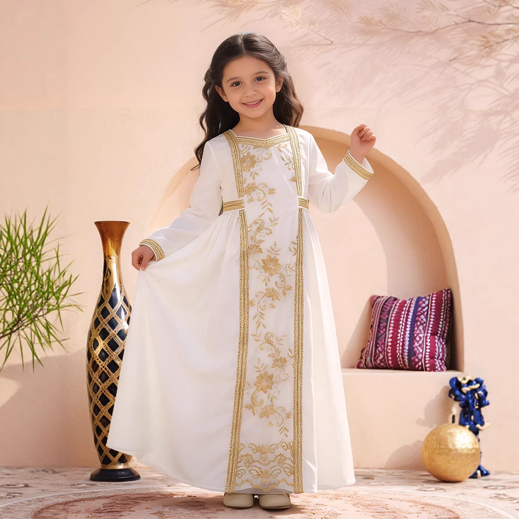 New Amazon outer wear elegant embroidered girls long-sleeved dress cross-border foreign trade new lace simple long dress