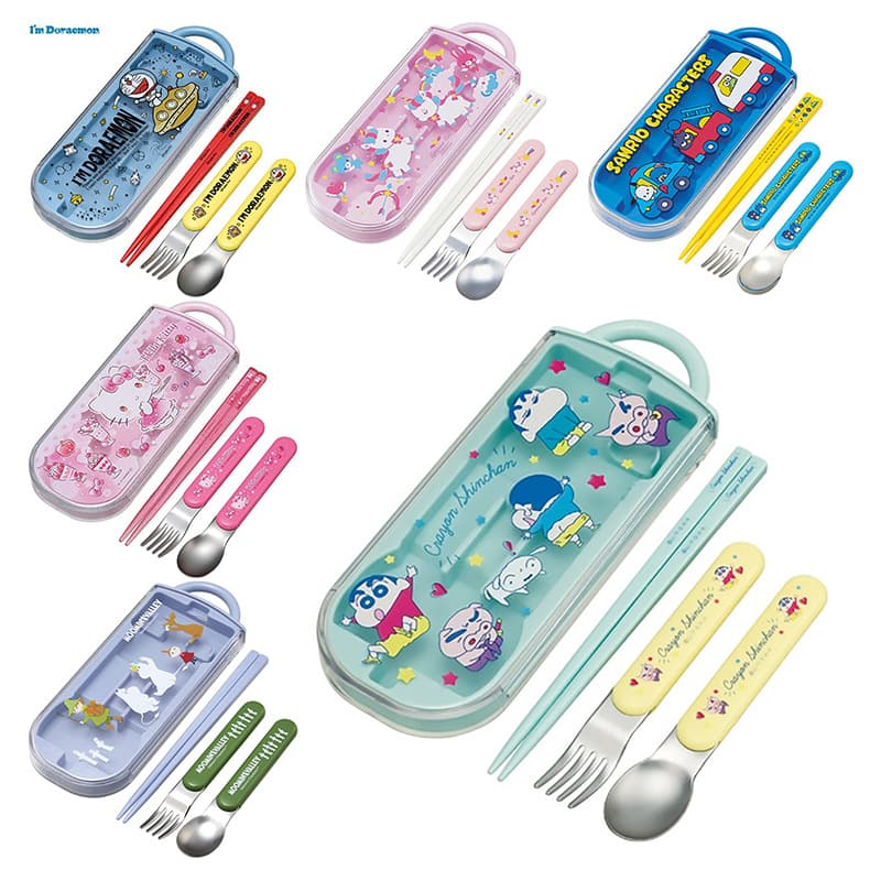 Japan's original imported skater cartoon pattern stainless steel baby children's chopsticks, forks and spoons set of three pieces