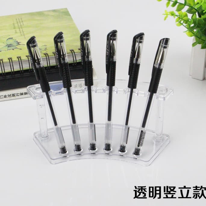 Transparent plastic pen holder for eyeliner, eyebrow pencils, makeup display, ballpoint pens, and stationery fan-shaped display racks from wholesale manufacturers