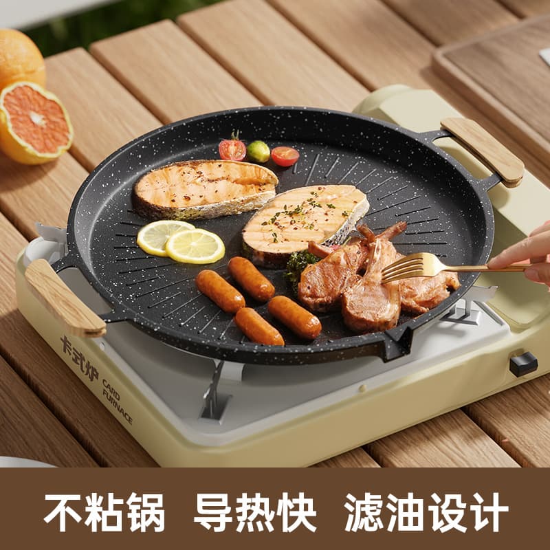 Non-Stick Induction Cooker Korean Style Maifanshi Stone Portable Gas Stove Outdoor Home Use Sausage Fish Meat Green Grill Pan