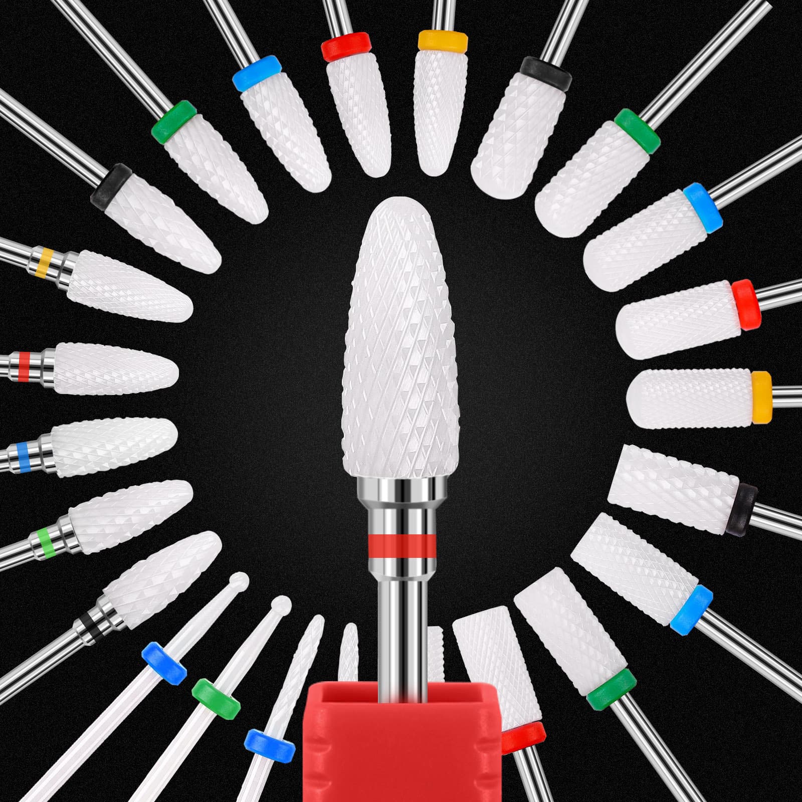 Factory wholesale nail ceramic drill bits replacement heads for nail removal, cuticle removal, and polishing machine nail tools