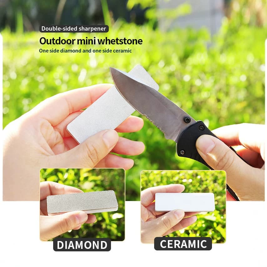 Double Sided Mini Diamond Ceramic Whetstone for Pocket Knife