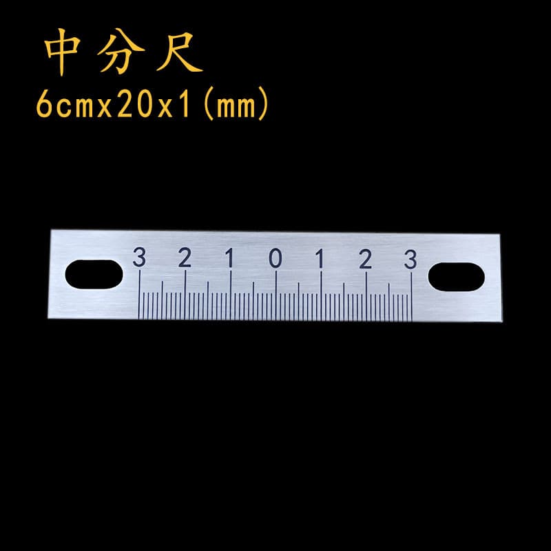6cm Center Scale Small Steel Ruler Symmetrical Scale Marking Stainless Steel Mechanical Accessory with Positioning Hole/20x1