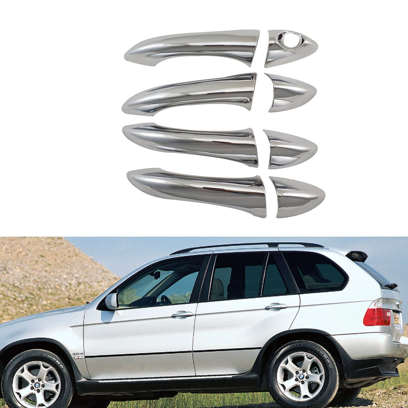 Plated Door Handle For Old BMW E53 X5 2000-2005 Car Modification Accessories Durable Metal Handle Easy Installation