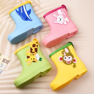 Children's Rain Boots, Cute Cartoon for Boys and Girls, Kindergarten Baby Waterproof Shoe Covers, Medium and Large Kids Non-Slip Rain Boots Rubber Shoes