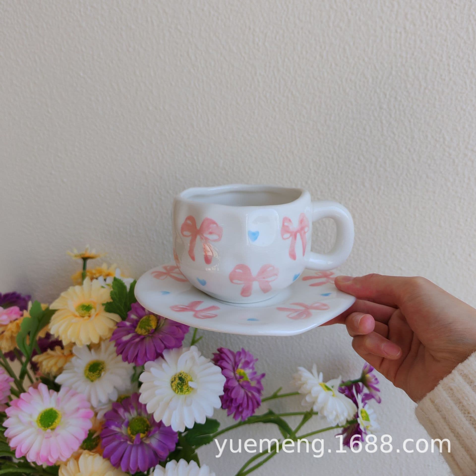 Hand-painted Ceramic Cup Milk Cup Underglaze Christmas Coffee Cup and Saucer Set Water Cup Mug Ins Style Tea Cup