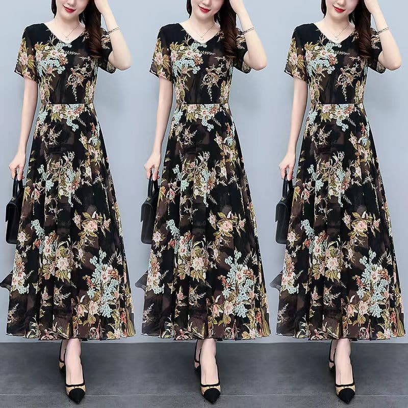 Cross-border 2026 Summer Dress Women Long New Plus Size Waist Slimming Conceal Belly Long Skirt