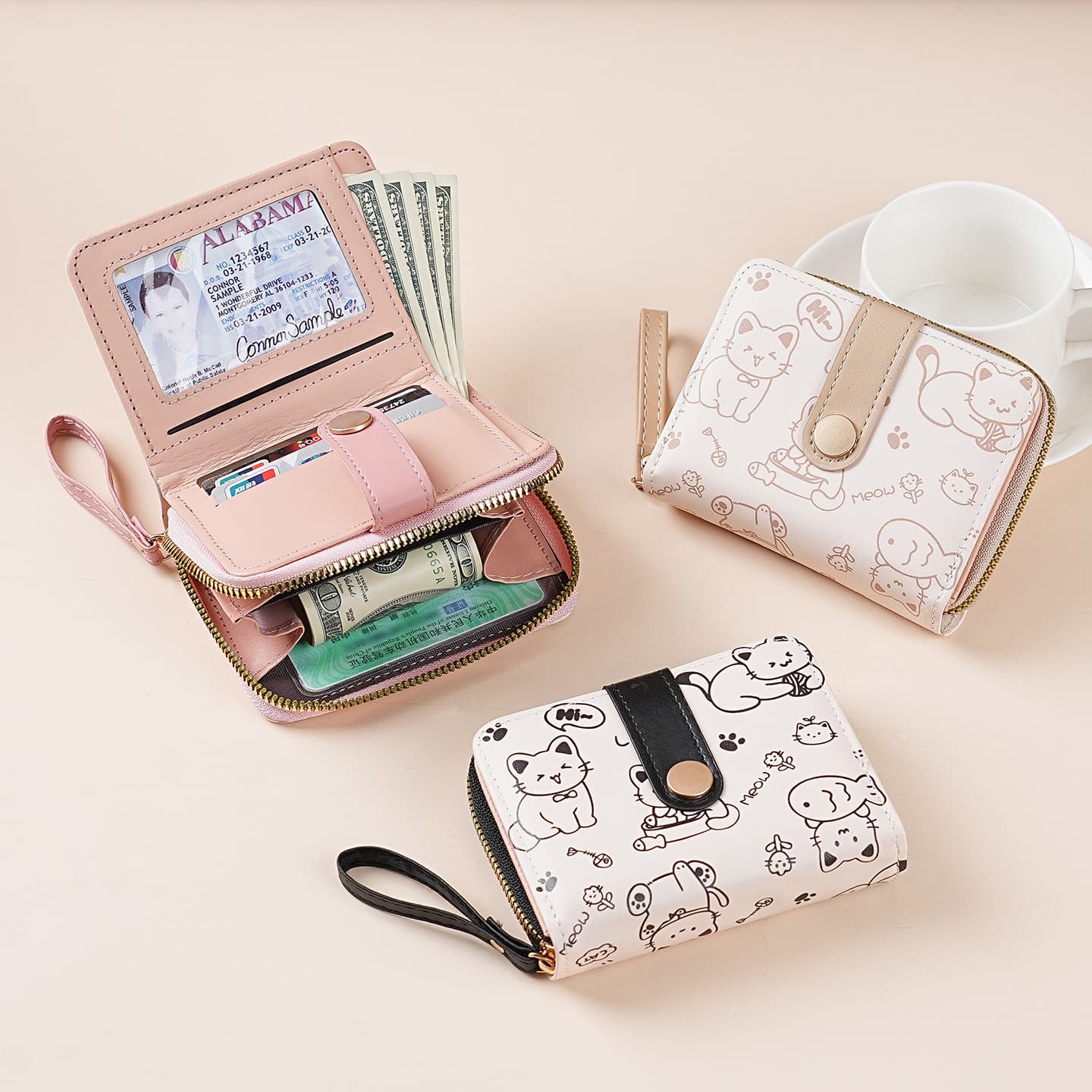 Women's Short Wallet 2025 New Cute Cartoon Japanese Style Student Foldable Zipper Coin Purse Card Holder Wallet All-in-One