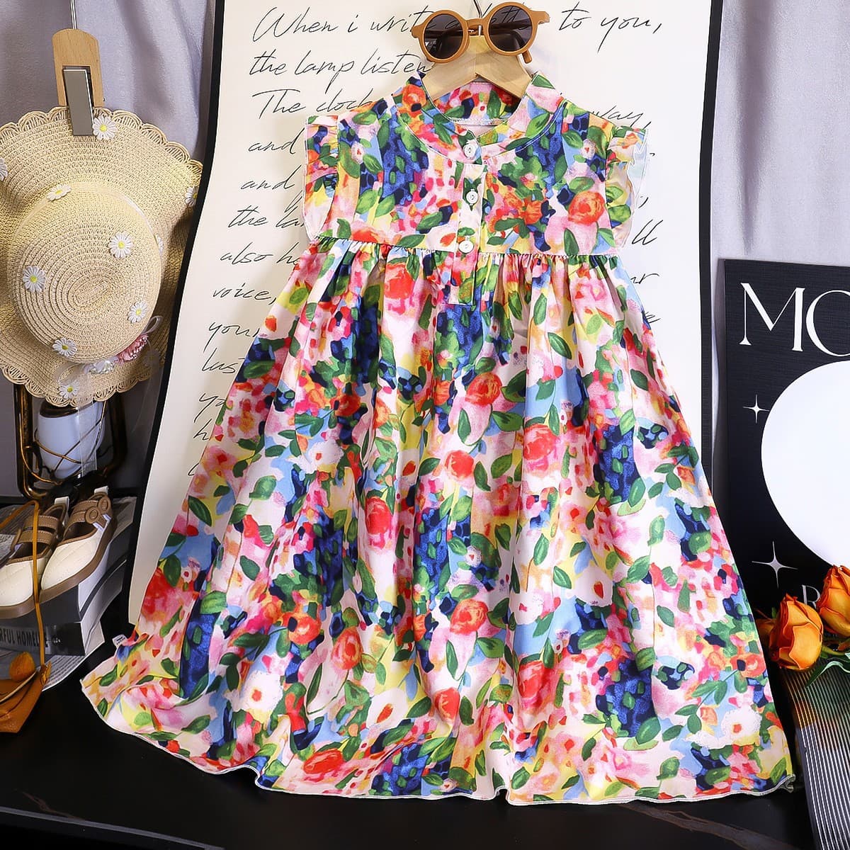 Summer Girls Floral Dress A-Line Cute Princess Dress Children's Puffy Dress Baby Girl Summer Clothes