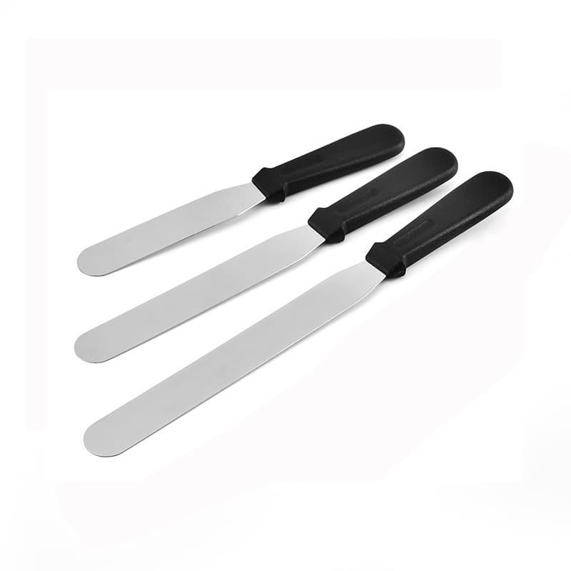 Aimmy House Black Handle Stainless Steel Straight Spatula Cake Cream Spreader 6 inch 8 inch 10 inch Baking Tools Curved Scraper