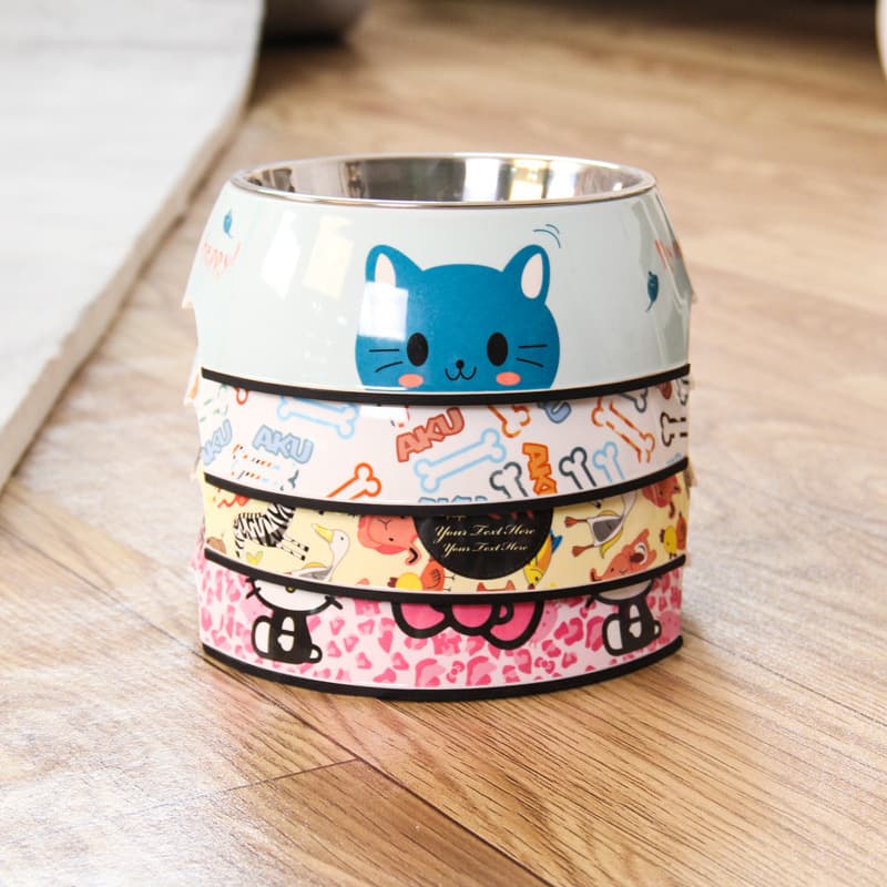 Fast Shipping Pet Dog Bowl Melamine Stainless Steel Dog Bowl Cat Bowl Double Bowl Dog Bowl Cat Bowl Feeding Water Bowl